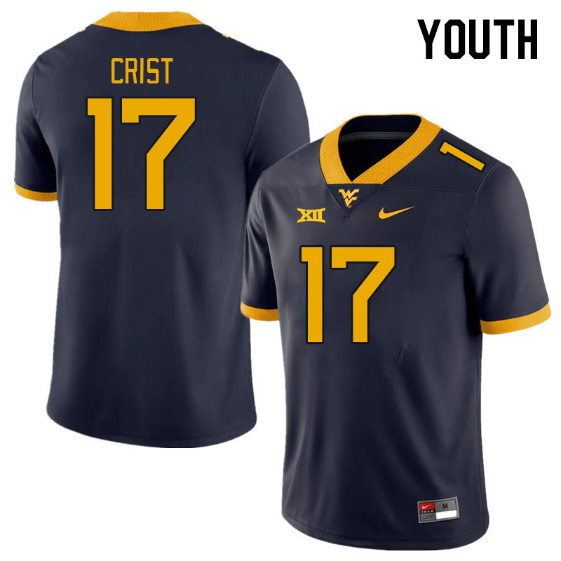Youth #17 Jackson Crist West Virginia Mountaineers College Football Jerseys Stitched Sale-Navy - Click Image to Close